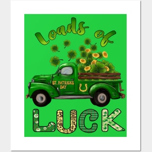 Loads of Luck Truck Shamrocks Toddler St Patrick's Day Fun Posters and Art